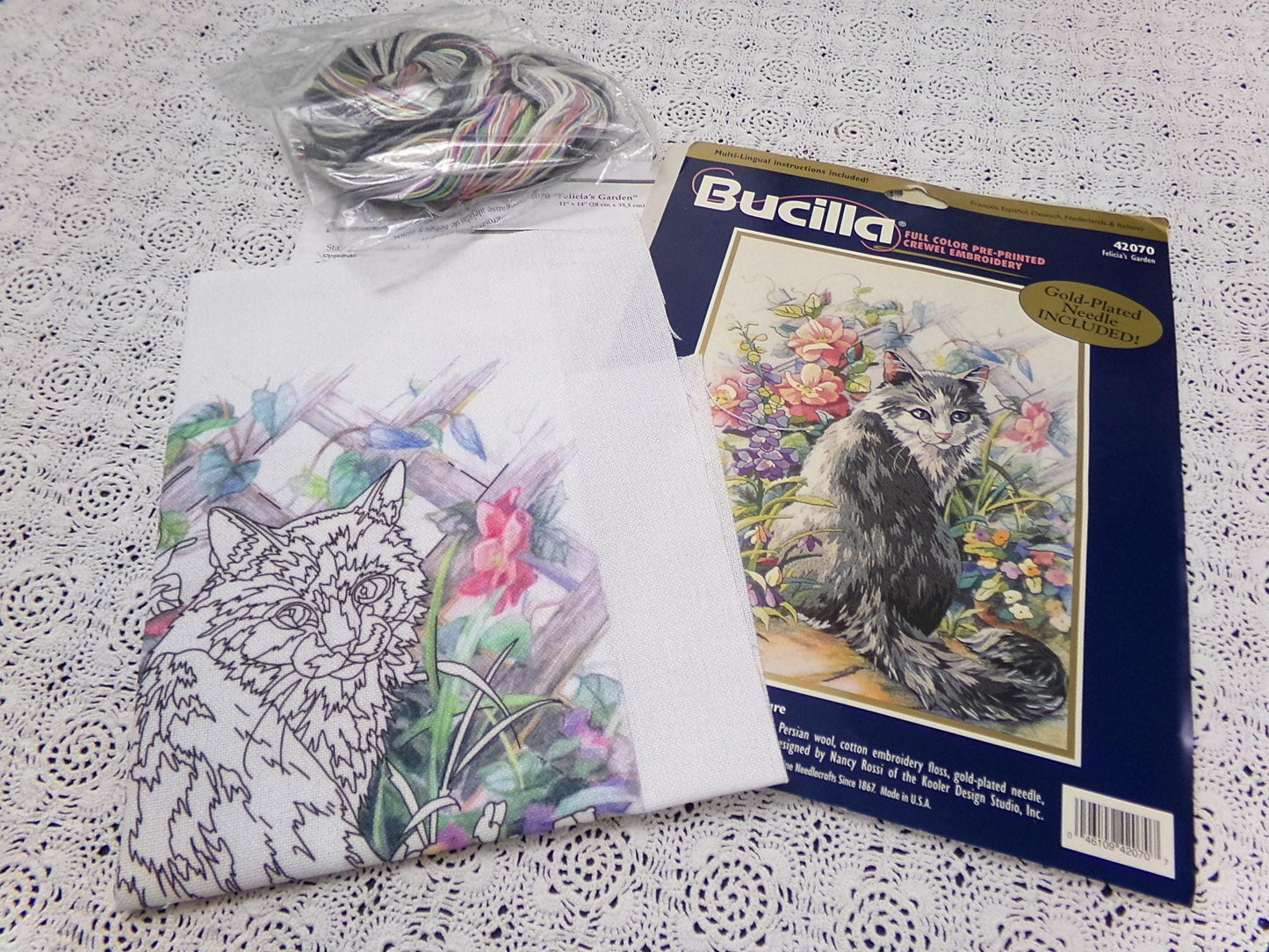 Cat Lovers Crewel Embroidery Kits Lot of 3 Kitty Themed Bucilla, Janlynn, Friends Creative Stitchery