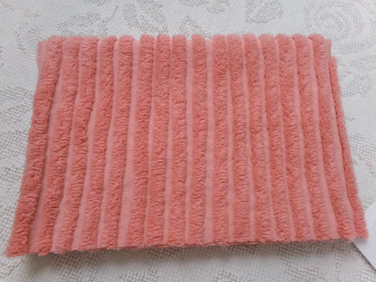 Melon Striped Vintage Chenille Bedspread Fabric, Tufted Peach Stripes, 17" x 24"
