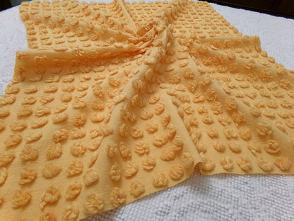 golden harvest peach vintage chenille fabric windy puff pops 20" x 23" quilt material