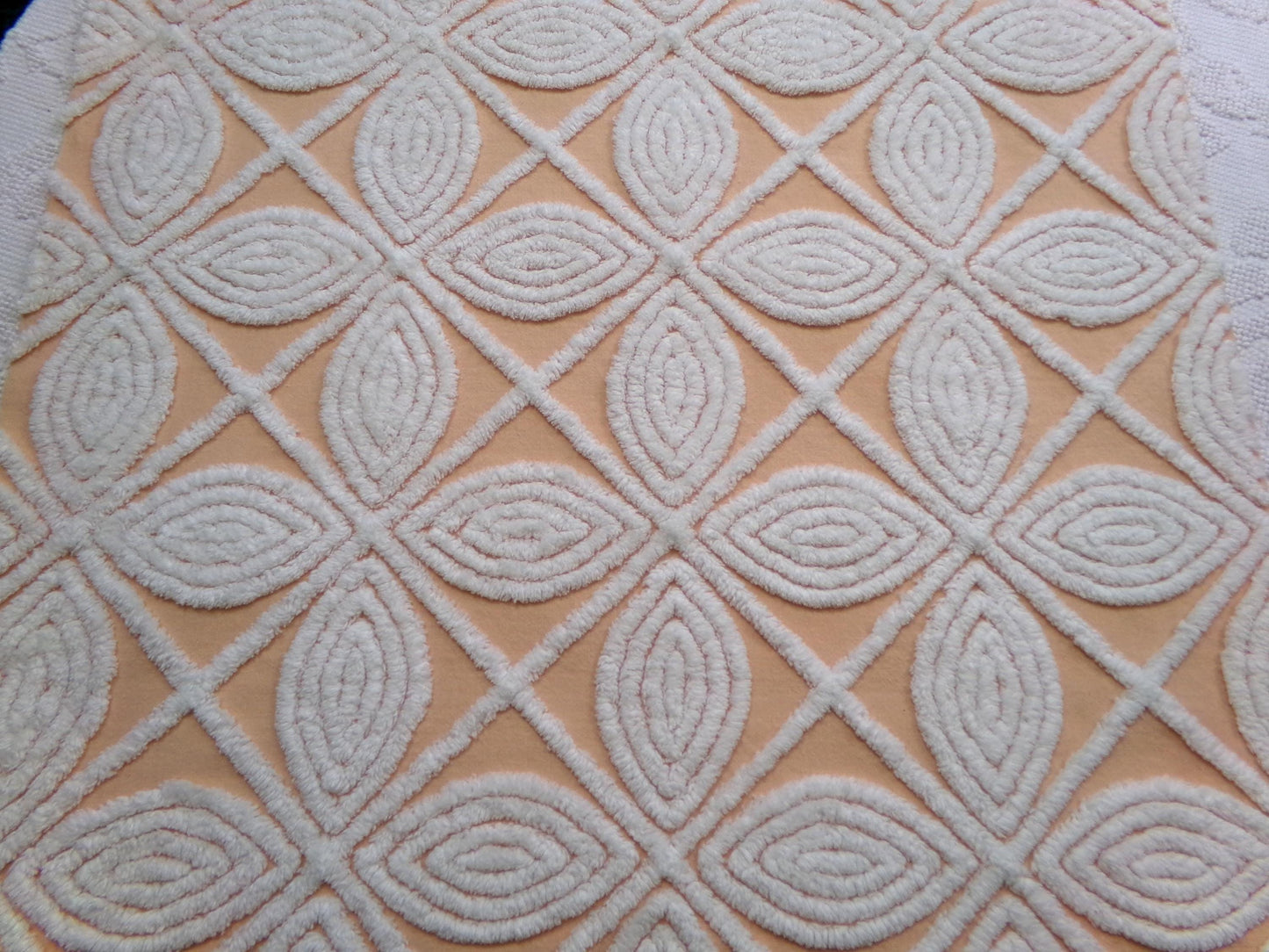 Peach Petals Vintage Chenille Bedspread Fabric, 20" x 24"