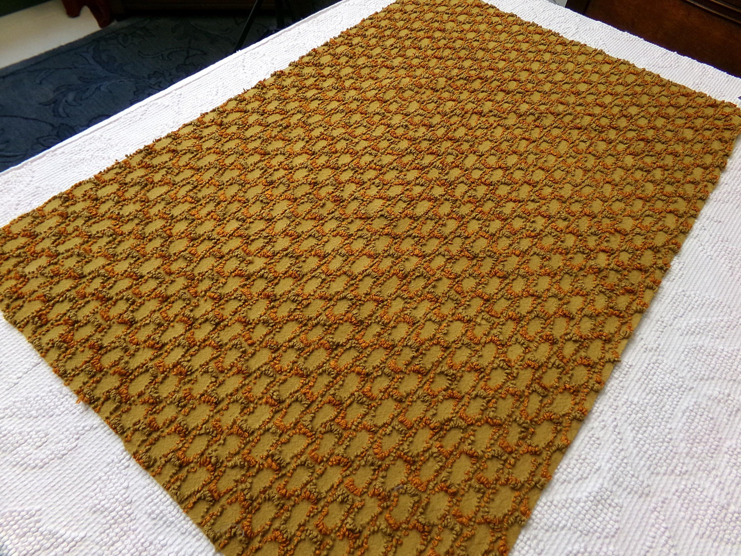 boho soul vintage chenille fabric, interesting abstract infinity design, 24" x 17" piece of quilt & sewing material