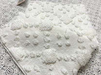 Minimalist White Vintage Style Chenille Fabric, 16x20" Quilt Sewing Textile