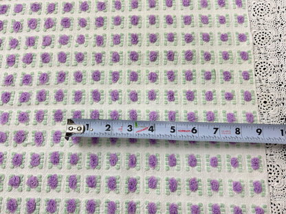 Rosebud Vintage Chenille Bedspread Fabric 18x22" Shabby Purple Roses