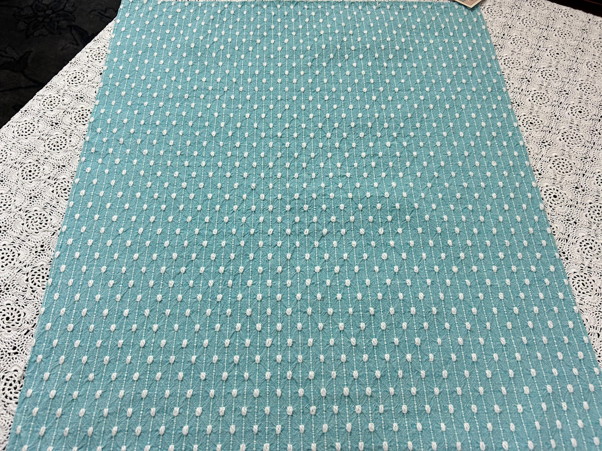 Raindrop Vintage Woven Chenille Fabric 19x23", Bates Nubby Pinstripe Quilt Material