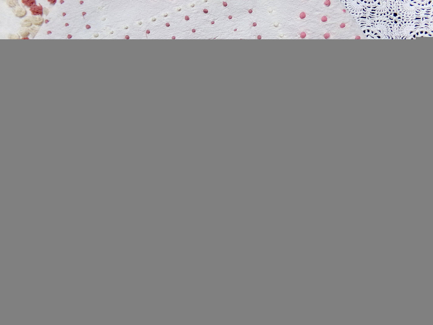 Rose Pink Diamond Pops Vintage Chenille Fabric 20 x 24" Shabby Sewing Quilt Material