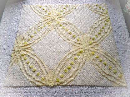 Starry Yellow Vintage Chenille Fabric: Retro Starburst Design 20" x 24" Cut Piece