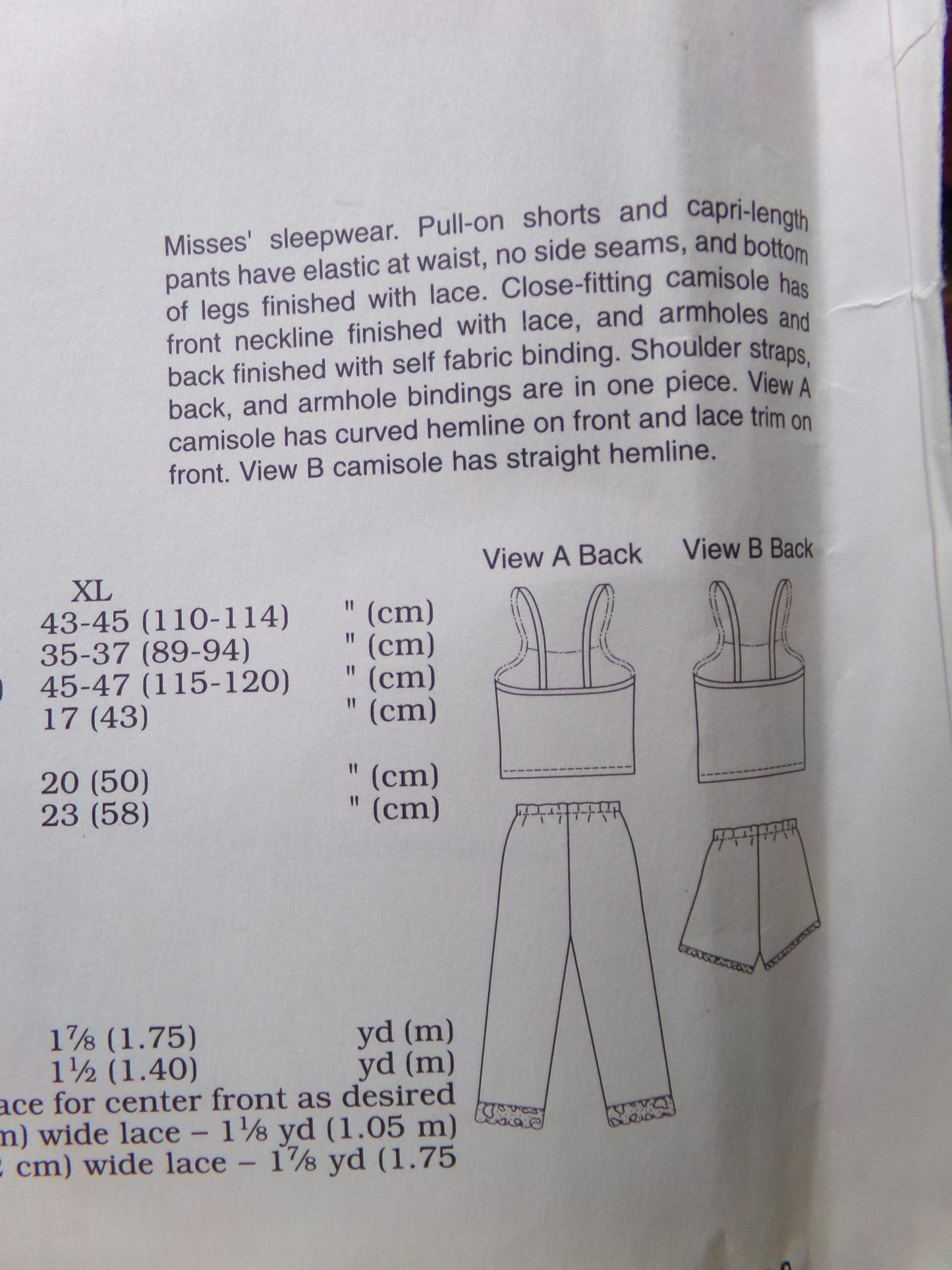 Vintage Kwik Sew 3143 Sewing Pattern, Misses Sleepwear Pajama Shorts, Capri Pants, Camisole, Size XS-XL