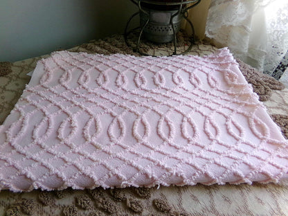 Chic Pink Eternity Links Vintage Chenille Fabric, 18x25" piece