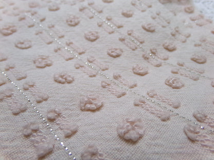 Vintage Chenille Bedspread Fabric, Neutral Fleshtone Lightweight Pop Dot Dash Sparkle 18"x24"