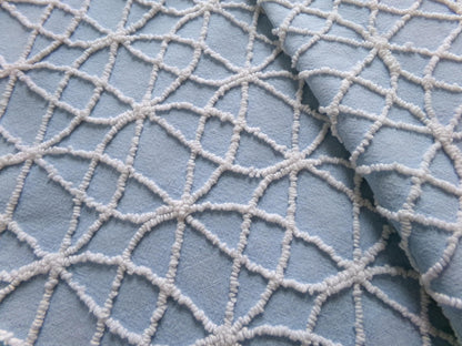 shabby weathered blue chenille fabric, vintage quilt material, 16.5" x 24" lightweight cotton piece