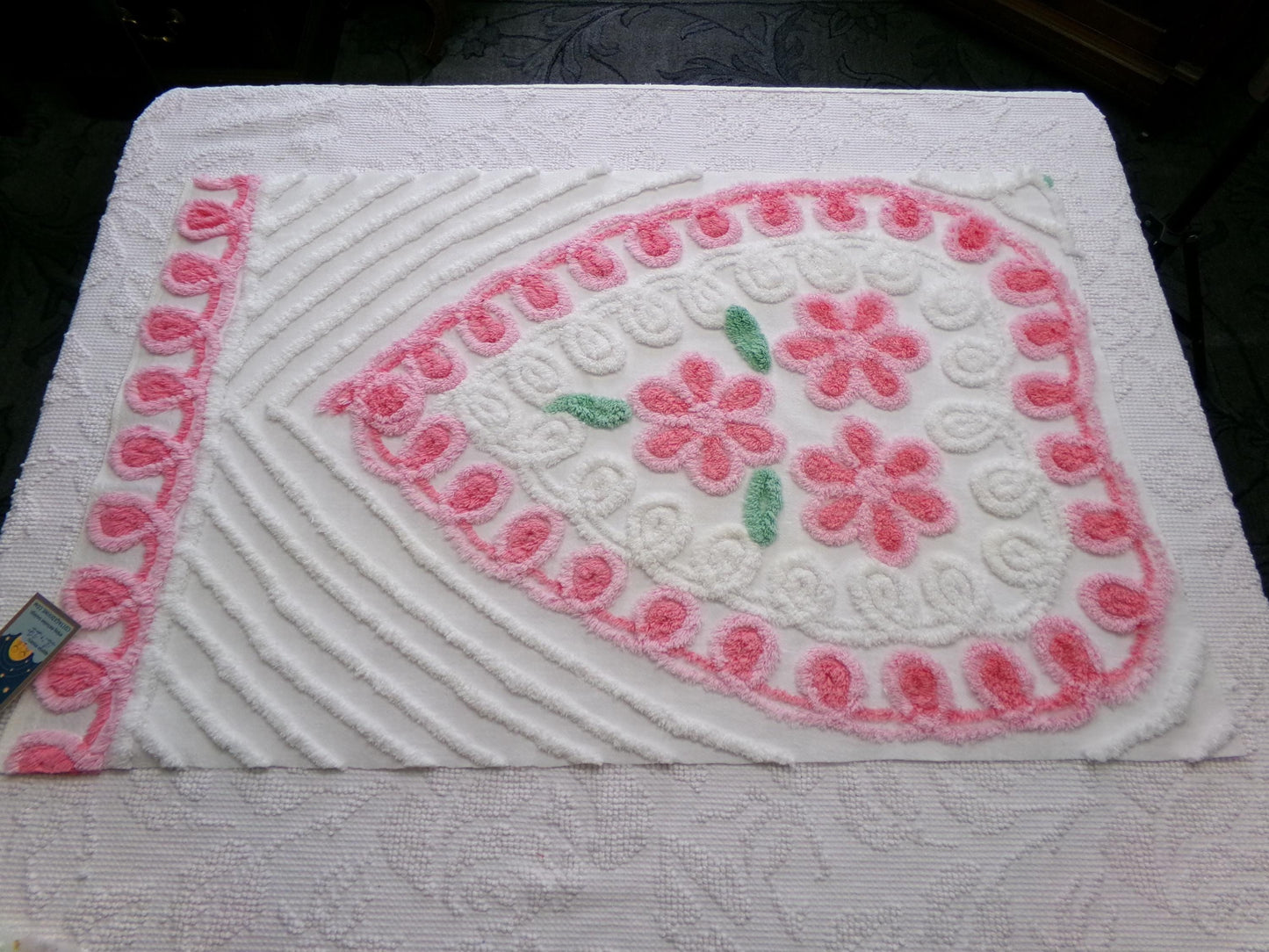 Sweet Heart Pink Vintage Chenille Fabric: Romantic Valentine Design 18" x 27" Piece Sewing Material for Quilts & Crafts