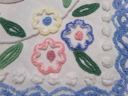 Cottage Florals Vintage Chenille Bedspread Fabric 33x18"