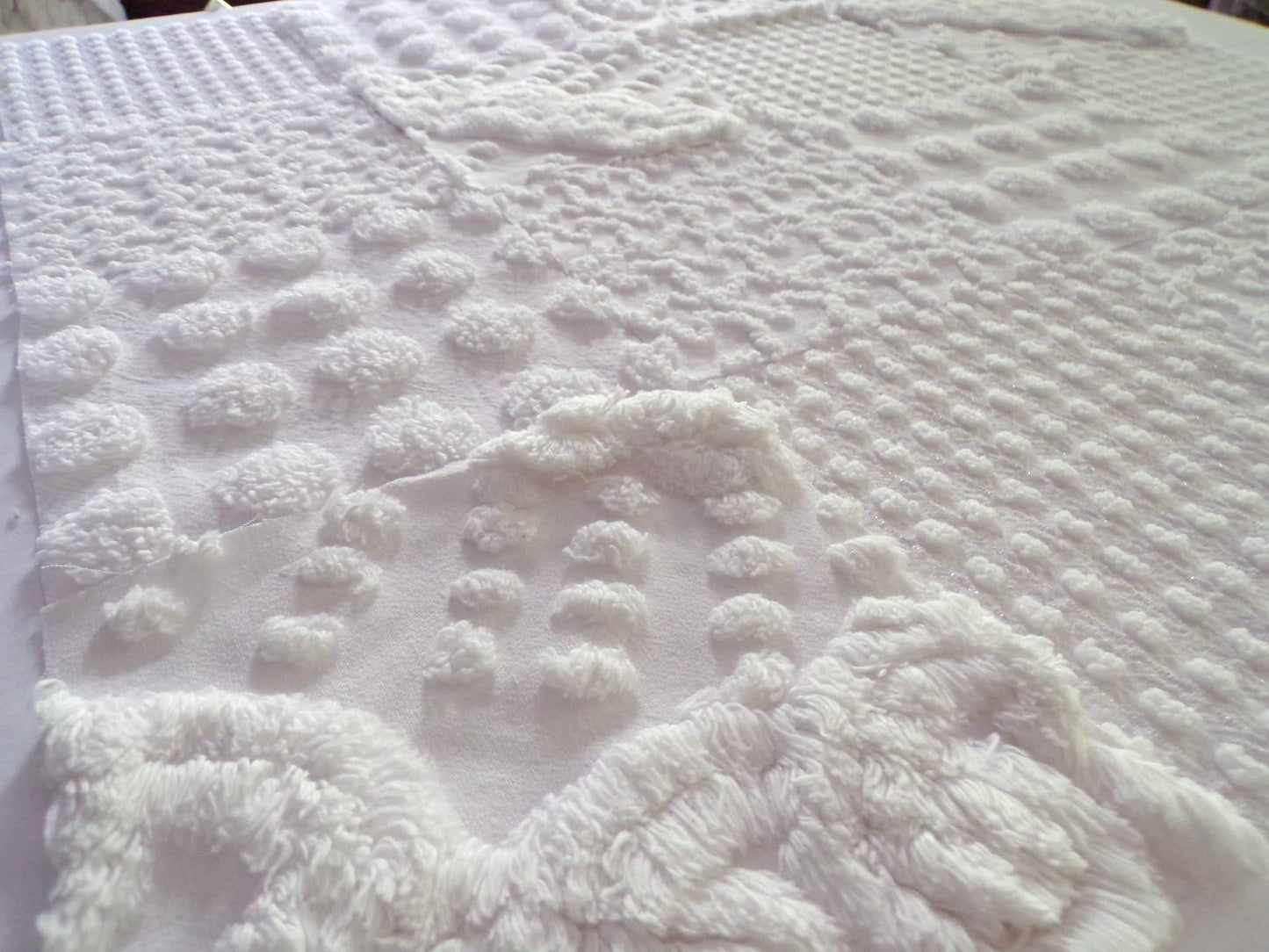 White Chenille Fabric Squares Set, "Let it Snow" 16 Vintage Quilt Blocks, 6" inch