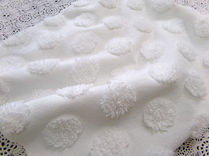 Simple Coin Pops Vintage Style Chenille Fabric Big White Dots 18x24" Quilt Material