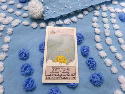 Blue Shell Scallops Vintage Chenille Bedspread Fabric Coastal Pops 24x26"