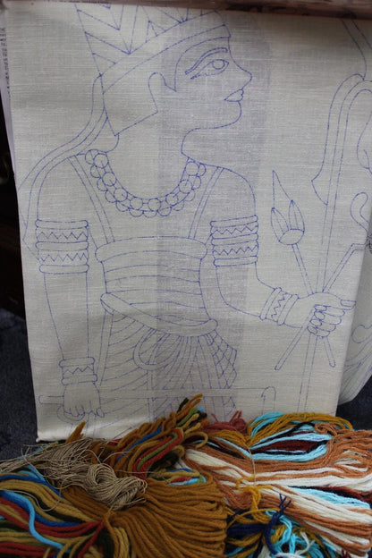 GLORY OF EGYPT Vintage Crewel Embroidery Kit Paragon 0720 Egyptian Wall Hanging