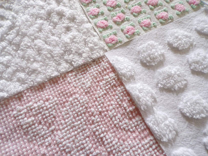 Cottage Classics Chenille Quilt Squares Set from Vintage Bedspread Fabric, 16 Blocks, 6" inch