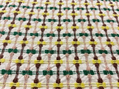 Mod Vintage Woven Chenille Fabric 21x25, Bates Bowtie Geometric Quilt Material