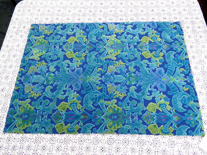 mystic blue vintage cut velvet fabric, ethereal Bates tapestry chenille, 17" x 24" piece sewing material for boho bags