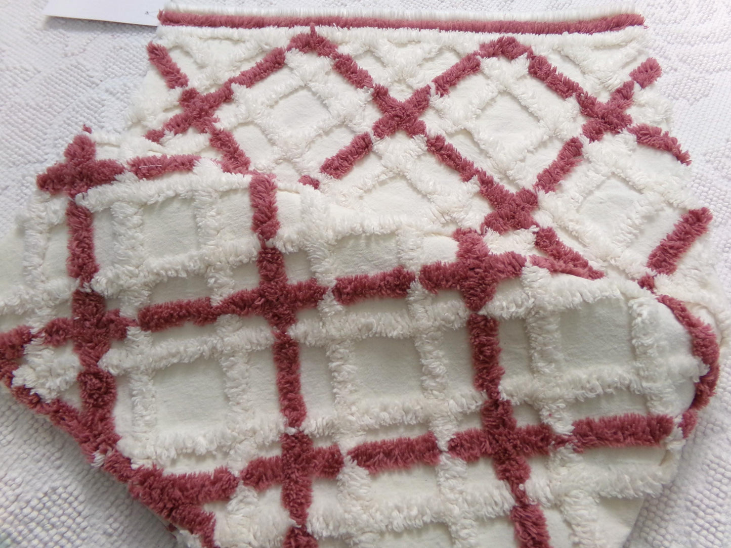cozy plaid vintage chenille fabric, farmhouse style sewing & quilt material, 18" x 25" piece
