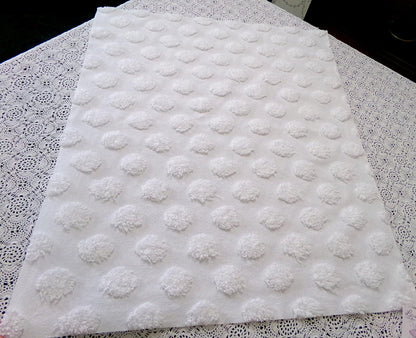 Simple Coin Pops Vintage Style Chenille Fabric Big White Dots 18x24" Quilt Material