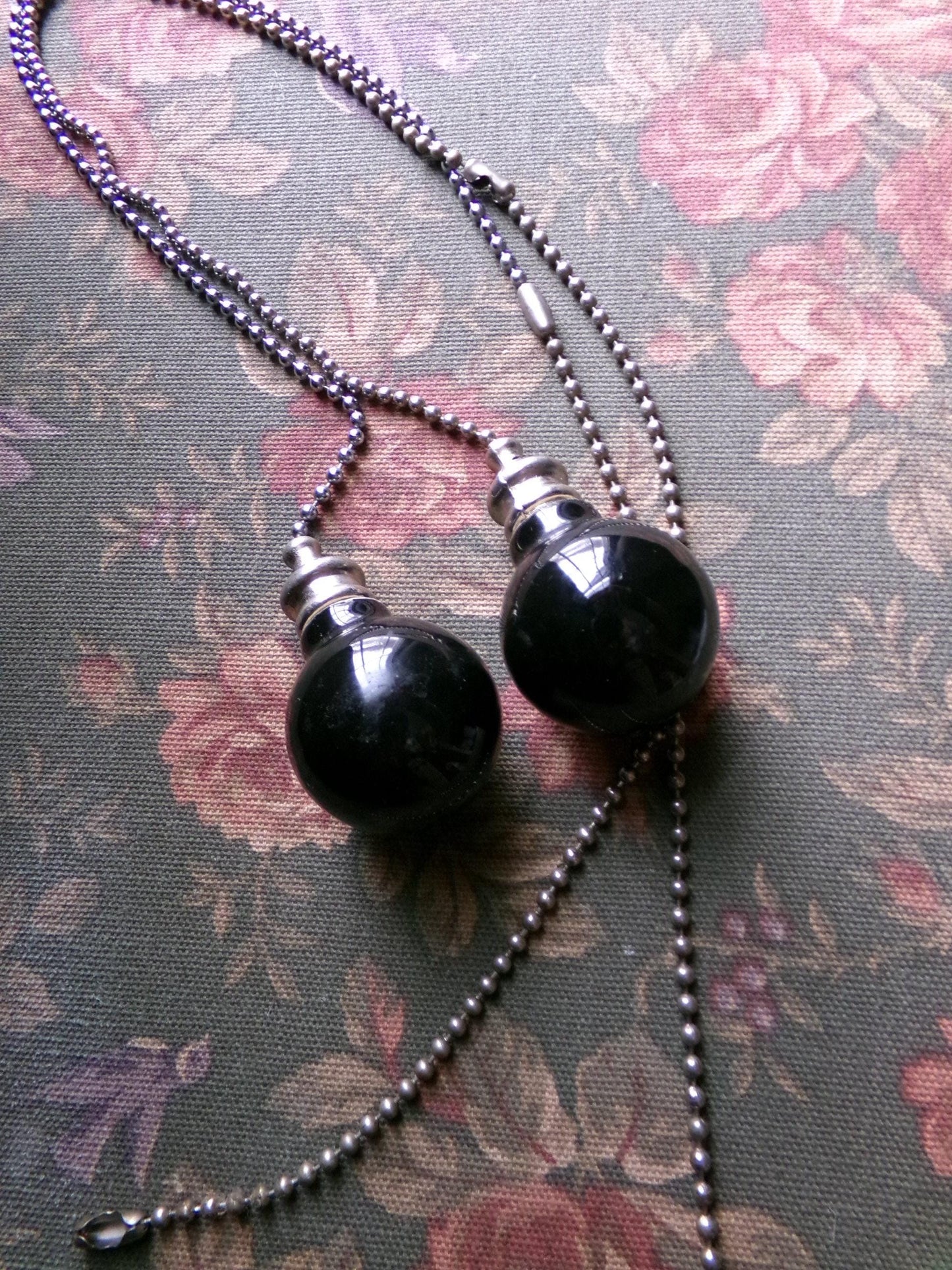 ceiling fan pulls pair, vintage style round black ceramic