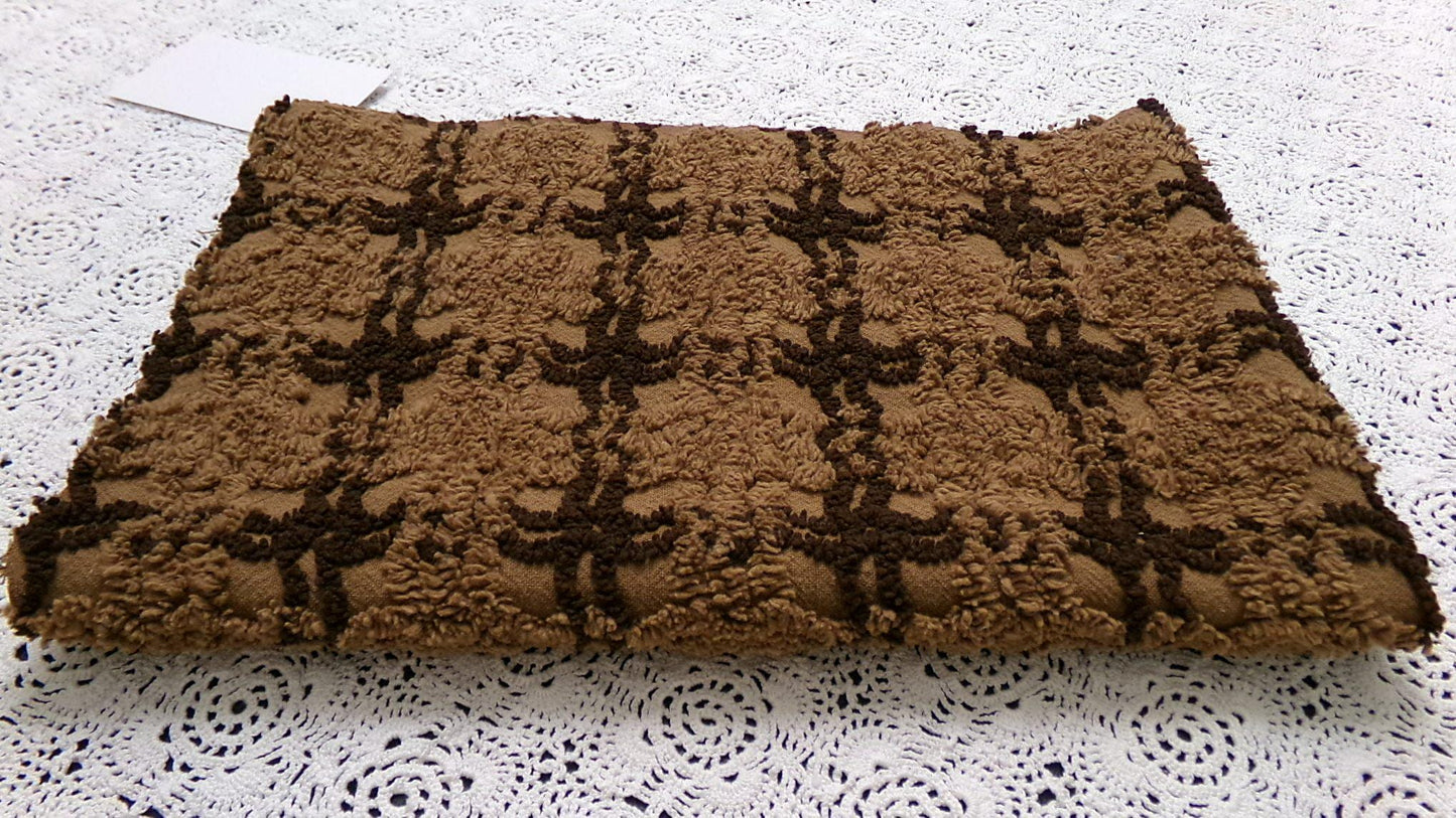vintage chenille bedspread fabric tonal chocolate cake 14.5x22" piece