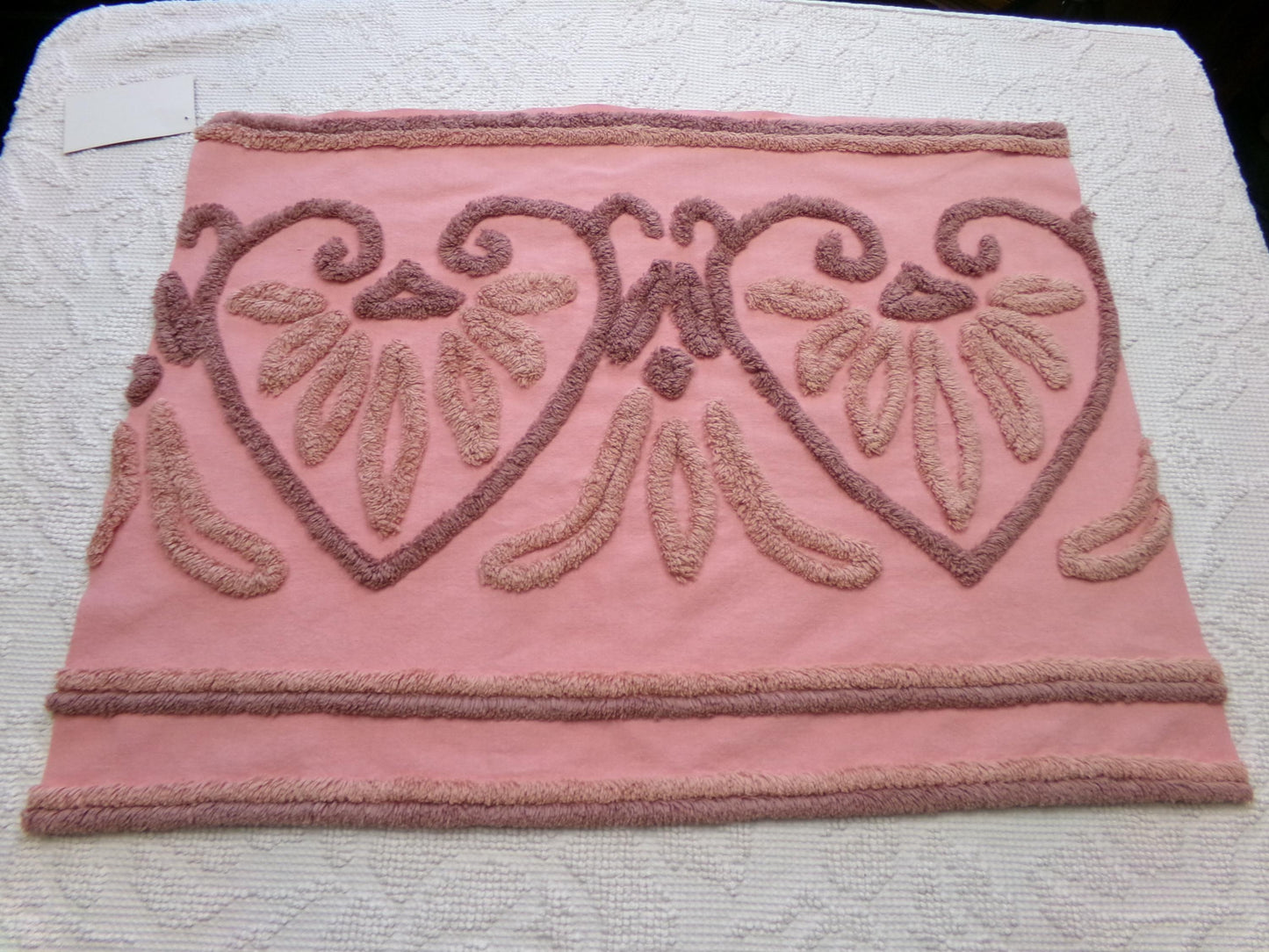 Unique Linked Heart Vintage Chenille Fabric: Old World Style Design 17" x 23" Piece of Material for Arts & Crafts, Wallhanging