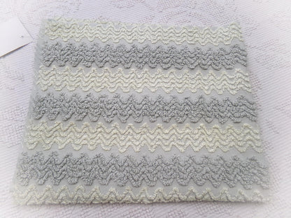 modern grey & white vintage chenille fabric, textured zig zag design, 21" x 18" unique piece of quilt material