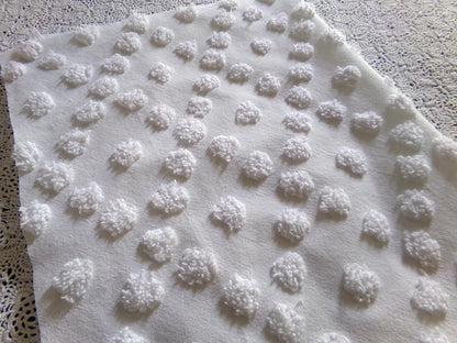 Diamond Dot Chenille Fabric, 19" x 28" inch vintage style piece, simple modern pattern for quilts & crafting