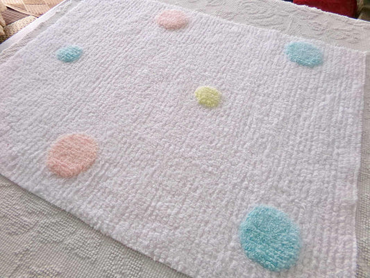 Orbit Dots Vintage Style Chenille Fabric, Multisize Pastel Dot Sewing Material, 19" x 25" inch Piece