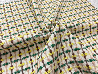 Mod Vintage Woven Chenille Fabric 21x25, Bates Bowtie Geometric Quilt Material