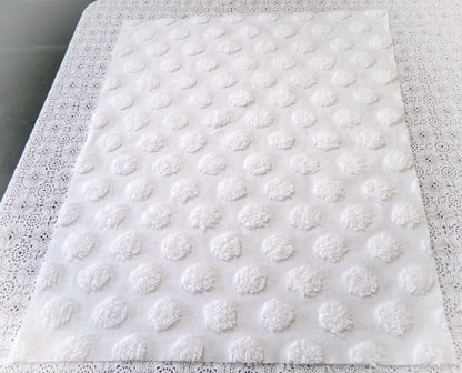 Simple Coin Pops Vintage Style Chenille Fabric Big White Dots 18x24" Quilt Material