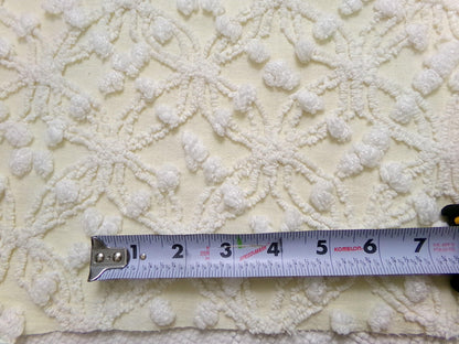 Vintage Chenille Bedspread Fabric Tufted Snowflake Starburst Bobble Design 20 x 24"