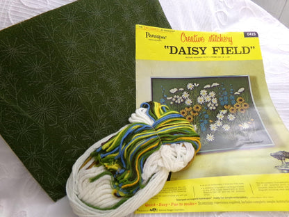 DAISY FIELD Vintage Crewel Stitchery Kit, Boho 0415 Paragon 0145 Embroidery