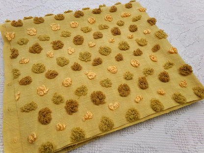 boho gold vintage chenille fabric, ombre multisize optic dot design, 22" x 19" piece of sewing quilt material