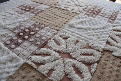 Bear Hugs Chenille Quilt Squares Set, from Vintage Bedspread Fabric, 16 Blocks, 6" x 6" inches each, Chocolate, Mocha & White