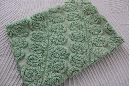 Mint Green Ice Cream Vintage Chenille Fabric 18.5X22" curlicue swirl pattern