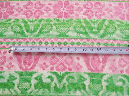 Vintage Hobnail Chenille Fabric Scandinavian Style Reversible Shadow Folk Art Design 17" x 23"