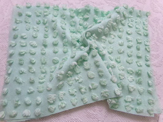 Seafoam Green Windswept Pops Vintage Chenille Fabric, Sewing & Quilt Material 18" x 24"