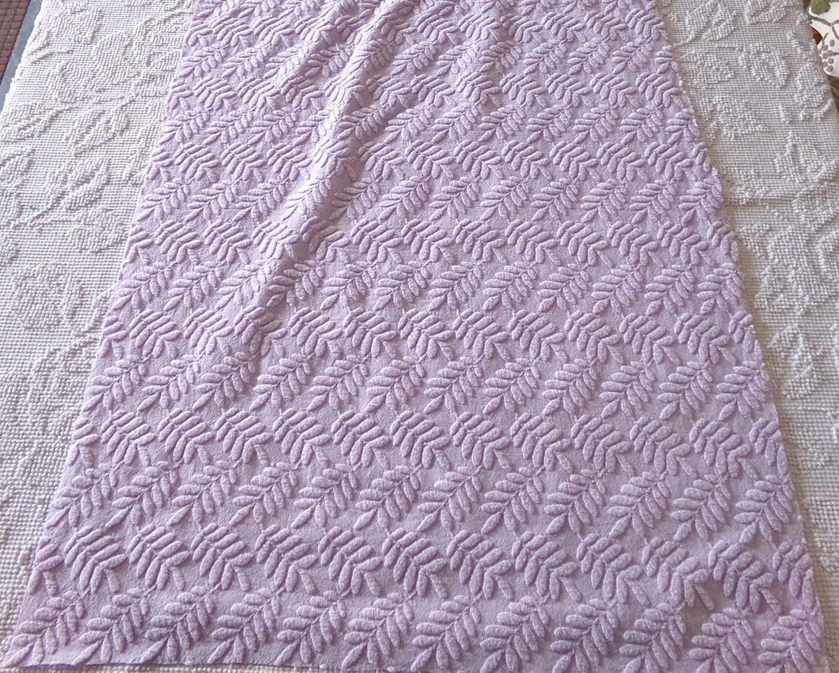 Lilac Fern Wisps Vintage Woven Fabric Piece, 19x25" Quilt Sewing Textile