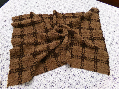 vintage chenille bedspread fabric tonal chocolate cake 14.5x22" piece
