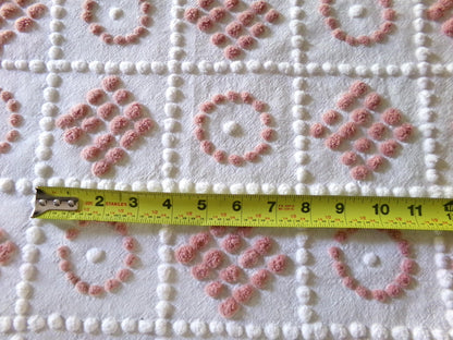 Checkerboard Circle Square Pops Chenille Fabric, 26" x 19" piece, Handmade Vintage Textile for Quilting, DIY Pillows, Fiber Arts & Crafts