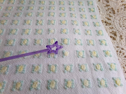 tiny tuft yellow rosebud vintage chenille fabric, textured mini rose design, 18" x 21.5" piece quilt material