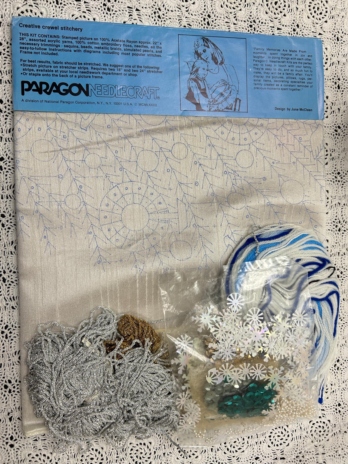 TREE of PEACE Vintage Crewel Embroidery Kit Paragon 6730 Christmas Wall Art June McClean
