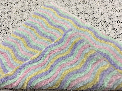 Rainbow Stripes Vintage Chenille Fabric, Soft Ripple Wave 10.5.24" Quilt Textile