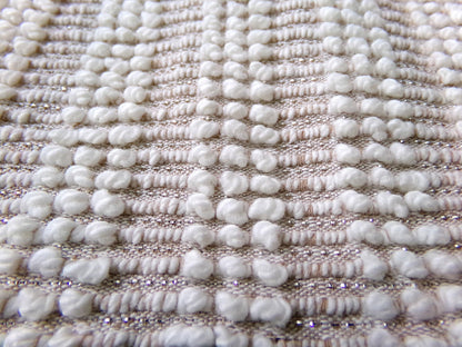 Chic Mocha Vintage Chenille Fabric Silver Lurex & White Pearl Pops 20" x 24"