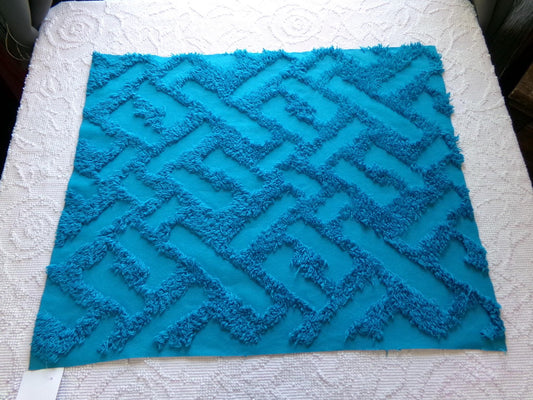 mermaid maze chenille fabric, aquamarine vintage style 18" x 24" inch piece of sewing material for crafts quilting projects, pillows