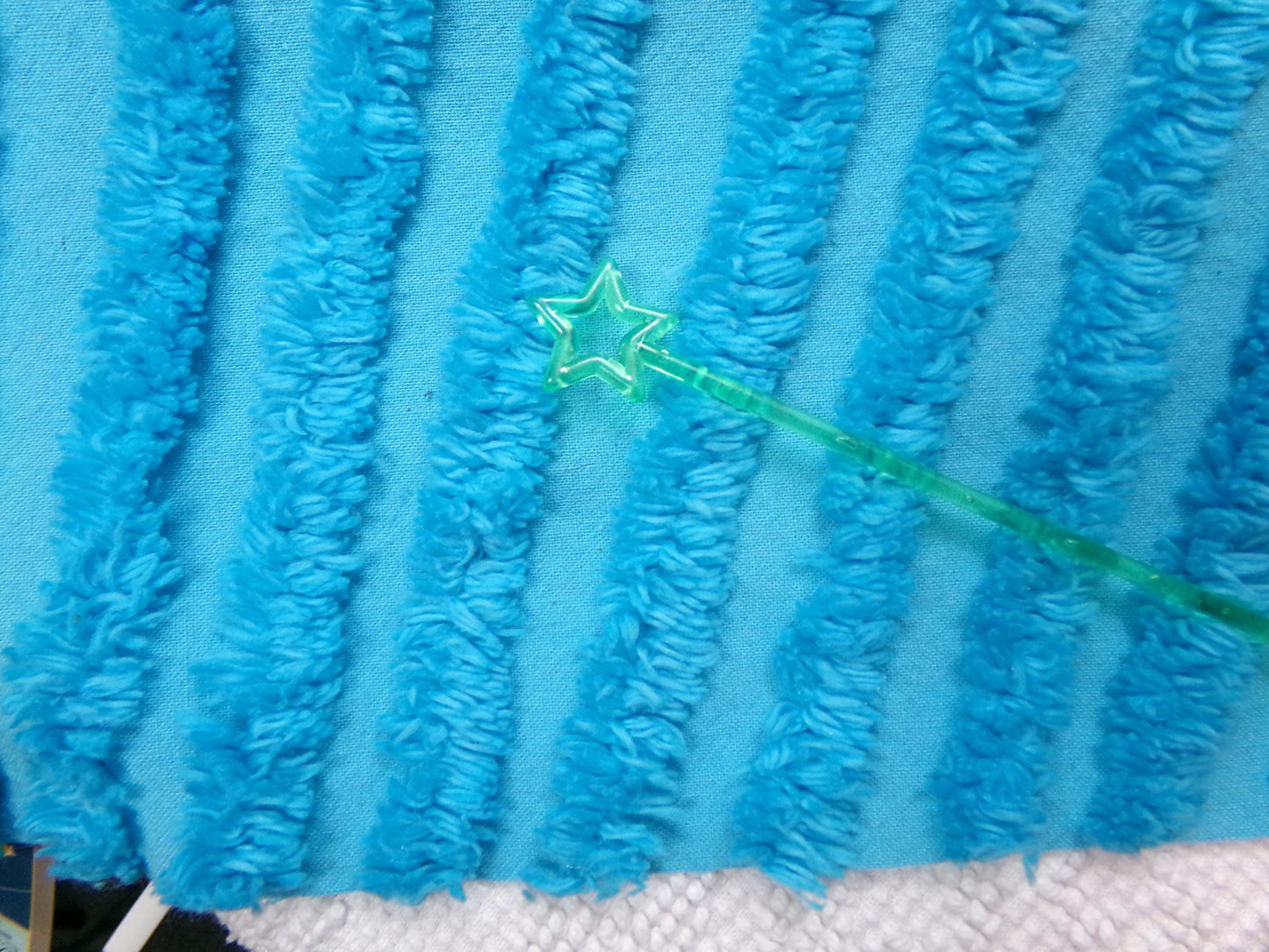 Electric Blue Vintage Chenille Fabric, Wild BOLD Sewing & Quilt Material, 30" x 23" piece
