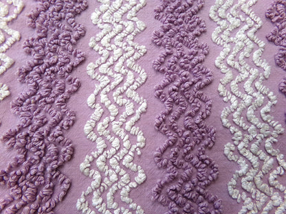 Lavender Frost Vintage Chenille Fabric, Textured Zig Zag Design, Purple & White Quilt Sewing Material, 18" x 24"